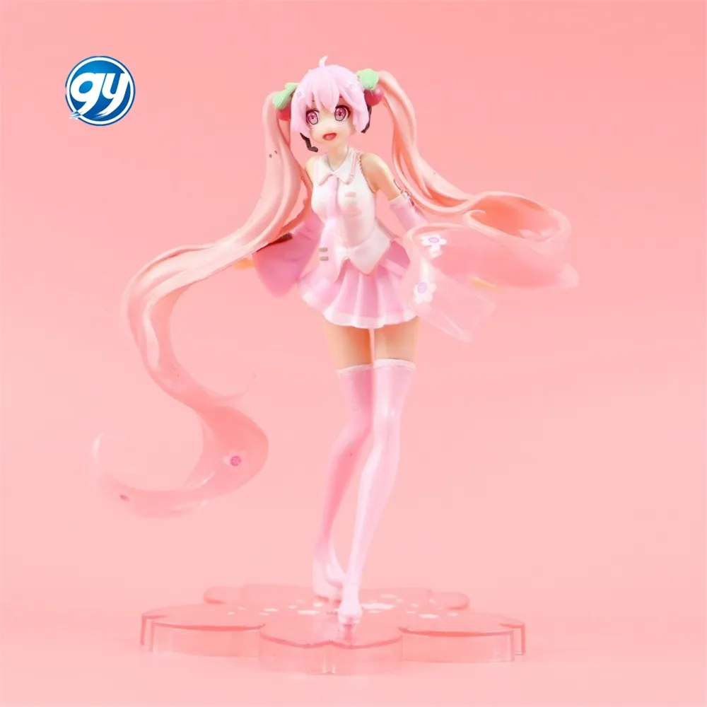 Large cherry blossom powder Hatsune future hand do two yuan beauty animation surrounding cake decoration model a piece of hair