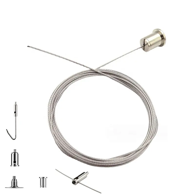Kit de cable de suspensión de luz de cadena personalizable de fábrica, kits colgantes de cuerda de alambre de acero para panel LED