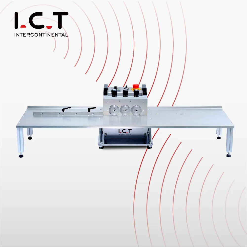 ICT842 v-cut PCB ayırıcı bileşen kurşun kesme dairesel bıçak makinesi, şablon lazer V kesme aleti, PCB Depanel makinesi