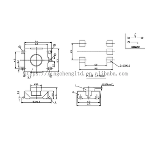 6 × 6 × 3,1 mm roter 5-Pin-SMD-Mikro-Takt-Schaltknopf 6 × 6 × 3,1 mm Momentenschalter - Product Image 3