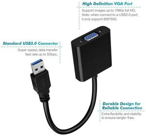 Convertidor de adaptador USB 3,0 a VGA macho a hembra, compatible con alta resolución 1080p - Product Image 2