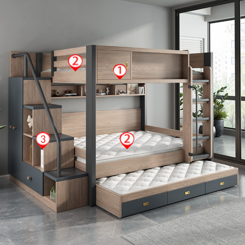Bed + ladder cabinet + environmental protection brown mat X2