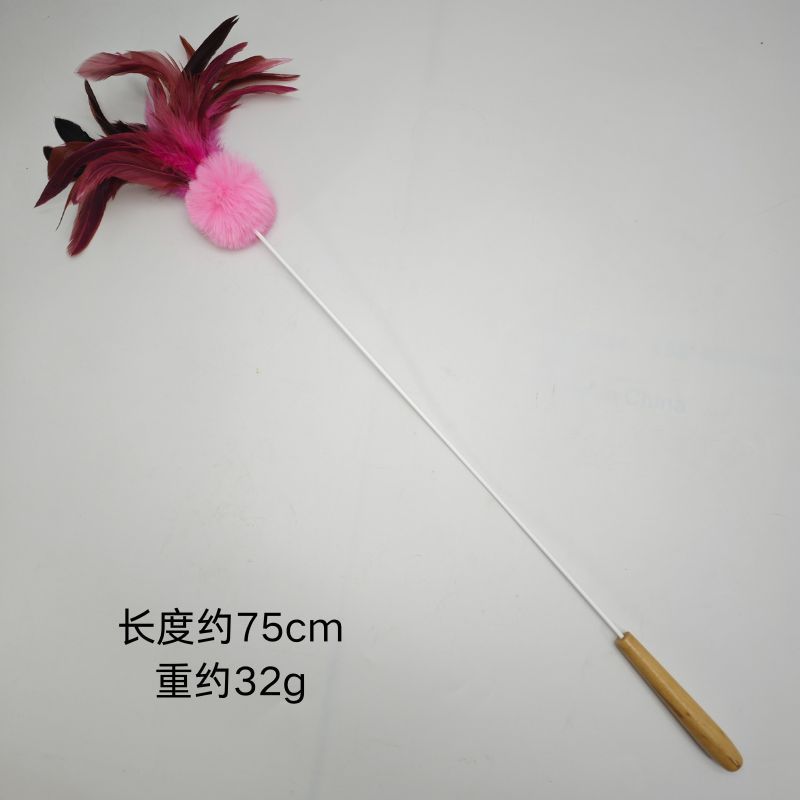 Juguete para gatos con plumas y flor de mimosa artificial (rosa)