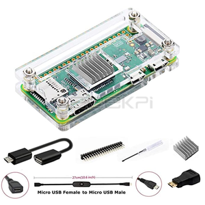 GeeekPi Raspberry Zero 2W Gehäuse 7 in 1 Basic Starter Kit mit Acryl Raspberry Pi Zero Case, 20Pin GPIO Header