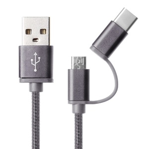 High Quality Colorful <strong>2</strong> <strong>in</strong> <strong>1</strong> USB to C to Micro to 8 Pin Nylon Braided Durable 3 a Fast Charging Data Cable Usb -c Cable - Product Image 2