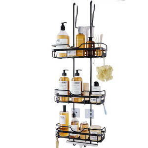 Vòi hoa sen Caddy trên cửa tổ chức: Giá tắm treo trên cửa với móc-kệ lưu trữ bên trong phòng tắm-màu đen mờ - Product Image 1