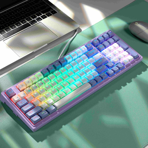Teclado mecánico para juegos, ergonómico, inalámbrico, Bluetooth, USB, RGB, con retroiluminación LED, 99 teclas personalizadas, para dispositivos Android, iOS y Windows