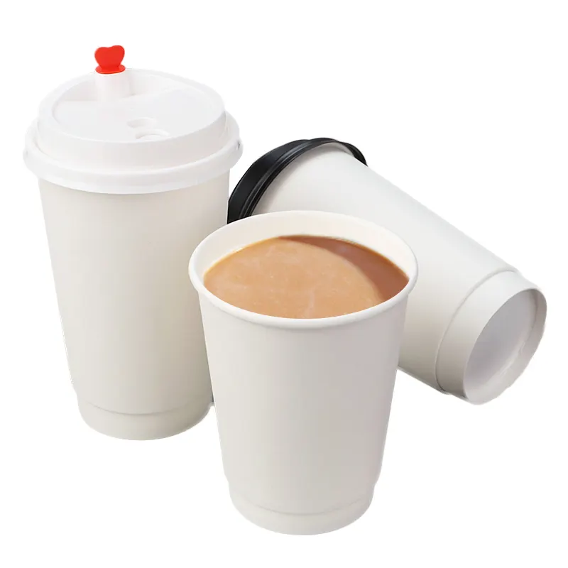 Recipiente de alimento congelado biodegradável, recipiente de parede dupla de 8 12 oz 20oz para leite, chá e leite, copo e tampa