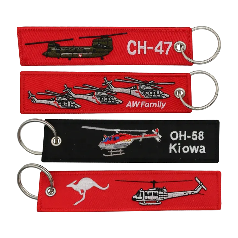 Porte-clés brodé pour avion Porte-clés aviation pour pilote Porte-clés Fob Pendentif Cadeau Tissu Double Broderie