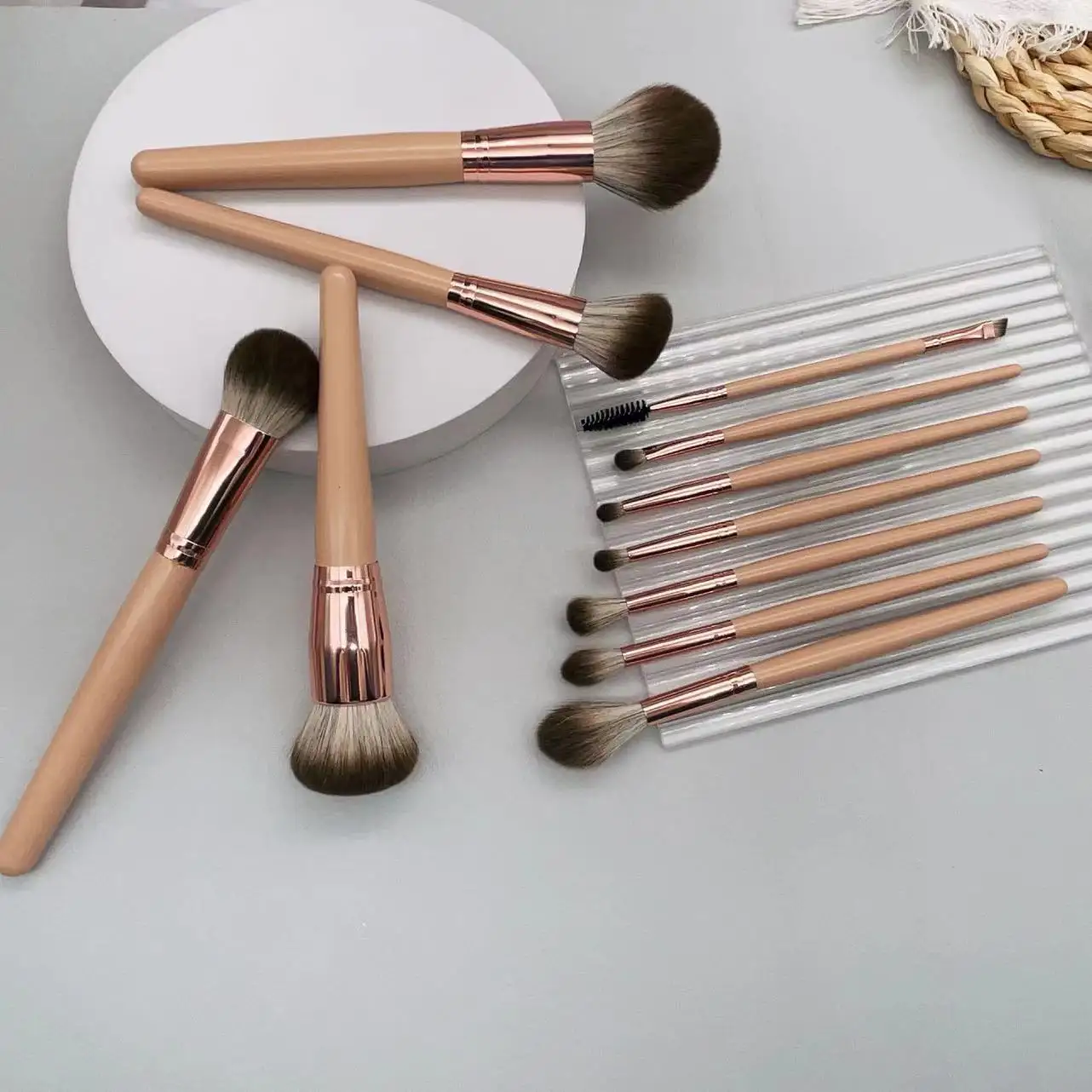 Yrx A265 Groothandel Make-Up Borstel Set Houten Handvat Veganistische Luxe Make-Up Borstel Set Fabrikant Foundation Borstel