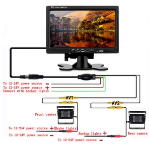 Iproster 7英寸液晶显示屏汽车后视监视器，带远程2x备用摄像头2ch Av-in RCA 6Pin连接器，适用于汽车卡车12-24v - Product Image 6