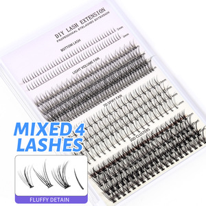 C D Curl Fluffy Pre Bond Segment <strong>Eye</strong> <strong>Lashes</strong> Private Label Self Adhesive Individual DIY Cluster <strong>Lashes</strong> - Product Image 4