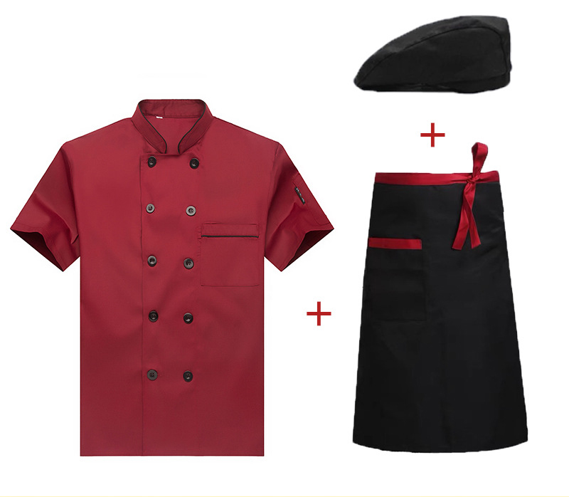 Vestiti rossi + grembiule + berretto