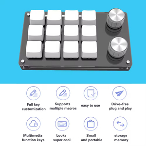 Mini teclado USB Macro personalizado, 12 teclas, 2 perillas de programación, DIY Teclado mecánico, interruptor de dibujo para juegos, teclado portátil de intercambio en caliente - Product Image 3