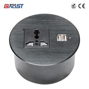 Toma de mesa redonda multifuncional para muebles, Cargador USB y 1 toma de corriente Universal, ojal de alimentación redondo - Product Image 2