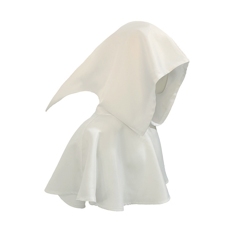 Chapeau pointu médiéval et cape courte (blanc)
