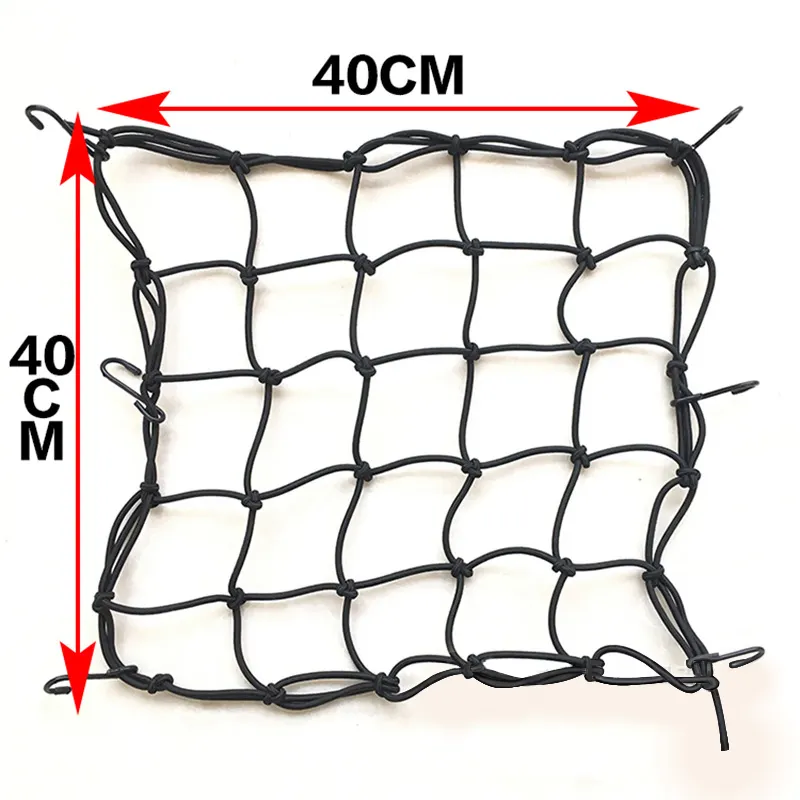 40x40 cm ATV Scooter Motorcycle Helmet Trailer Mesh Reflective Net Elastic Rope with 6 Hooks Luggage Cargo Nets