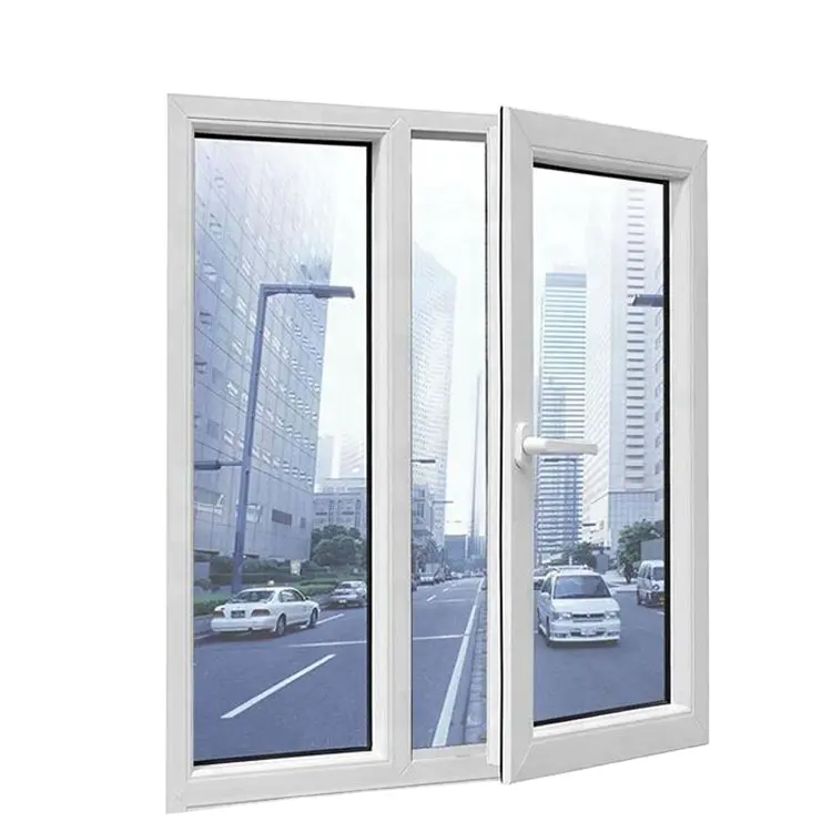 Jendela pengganti vinil pabrikan terkemuka di Tiongkok Jendela Casement profil PVC ayunan ganda jendela dan pintu upvc