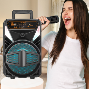 O8K altoparlante per feste portatile con 5.0 e TWS 8 pollici ad alto volume Wireless Karaoke RGB illuminazione a LED lettore musicale FM per uso esterno - Product Image 4