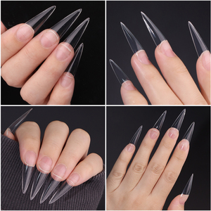2024 yeni sıcak satış yarım kapak ile Stiletto Nail İpuçları kesim melek tasarım kolay tırnak yüzeyi XXL temizle Stiletto Nail İpuçları - Product Image 5