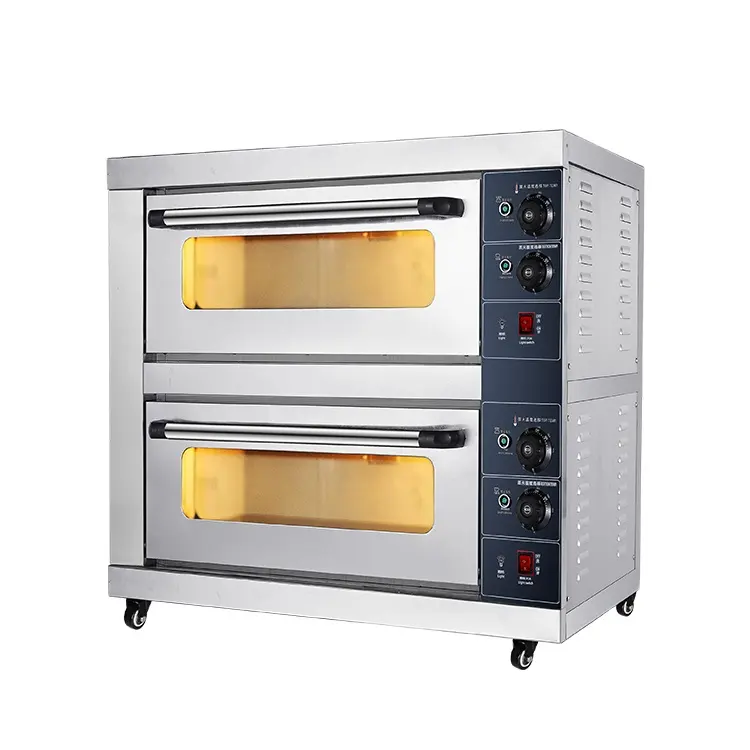 Oven 2 dek built-in industri 2 nampan komersial dapur elektrik pizza baking oven lapisan ganda peralatan membuat kue