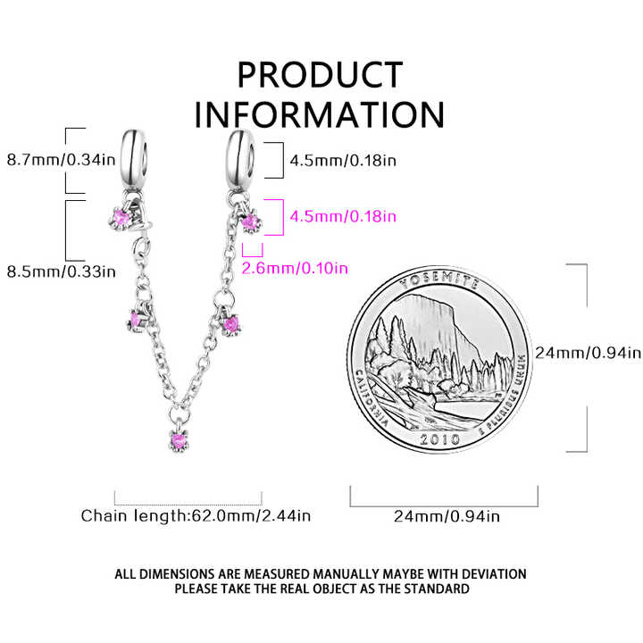 2025 New galaxy Safety Chain 925 Sterling Silver Charm Fits Original Bracelet Charm Necklace Charm Bead Jewellery