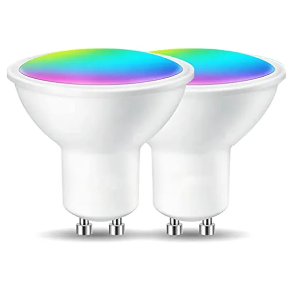 Lampadina per faretto a LED intelligente GU10 RGB che cambia colore compatibile con Alexa e Google Home dimmerabile tramite App Base a doppio Pin