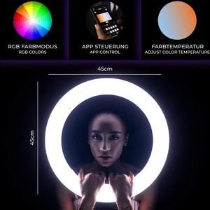 Lümen 90 W RGB LED halka ışık makyaj Selfie ve fotoğraf stüdyosu App kontrolü 3200 K-9999 K işletilen pil ve güç kaynağı - Product Image 2