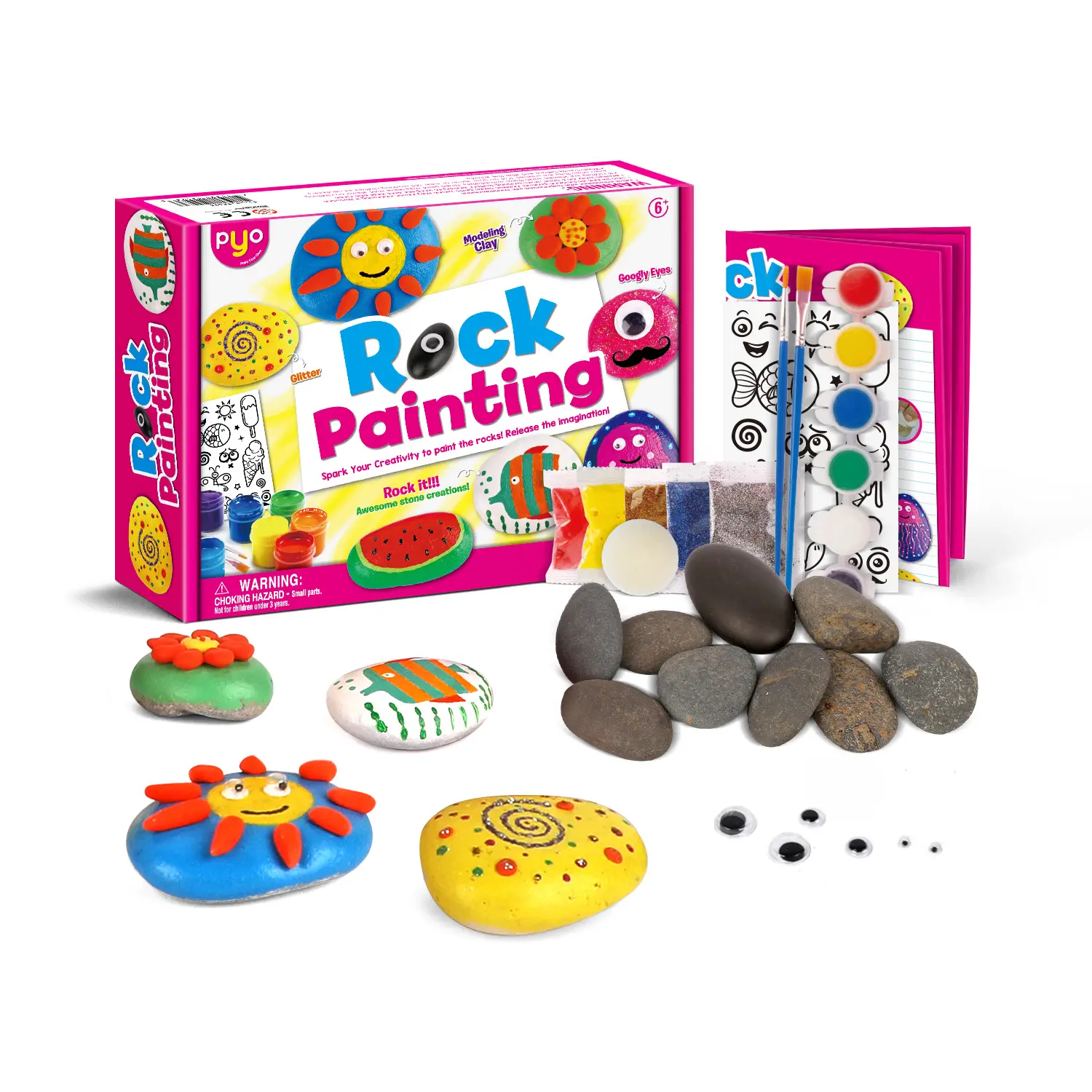 Stem-proveedor de juguetes de rock para niños, respetuoso con el medio ambiente, bricolaje, 5, juguete de arte y pintura artesanal