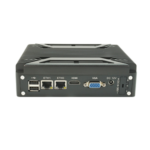 Fábrica de Alumínio Preto Fanless computador industrial pc Quad Core N100 <span class=keywords><strong>CPU</strong></span> 2 * LAN Ethernet 2 * RS232 COM Barebone <span class=keywords><strong>Desktop</strong></span> PC