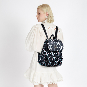 Mini mochila unisex con material de nailon resistente al agua estampado gráfico Color sólido cierre de cremallera bolsillo con cremallera trasera llavero - Product Image 6