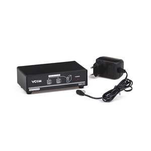 VCOM 1080P VGA Splitter 1 en 2 salidas con adaptador de corriente DC 12V para 1 computadora que conecta 2 monitores