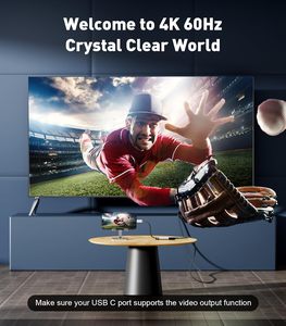 4k C型至HDMI母适配器转换器0.2M电缆兼容手机笔记本电脑连接到电视 - Product Image 2