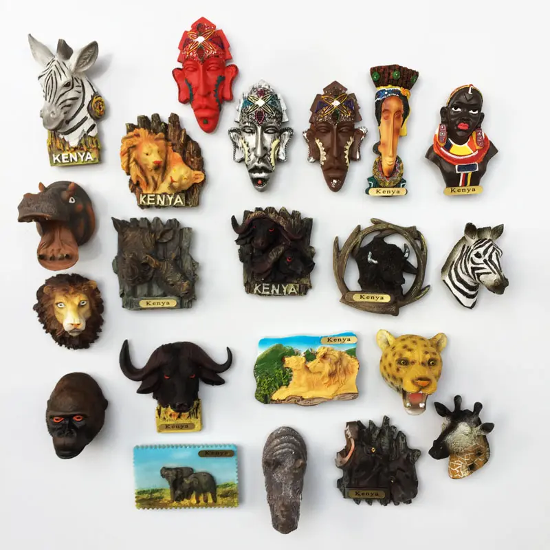 Kenya Hewan Kreatif Pariwisata Lukisan Tangan 3D Magnet Souvenir 3 Resin Magnet REF Magnet Souvenir