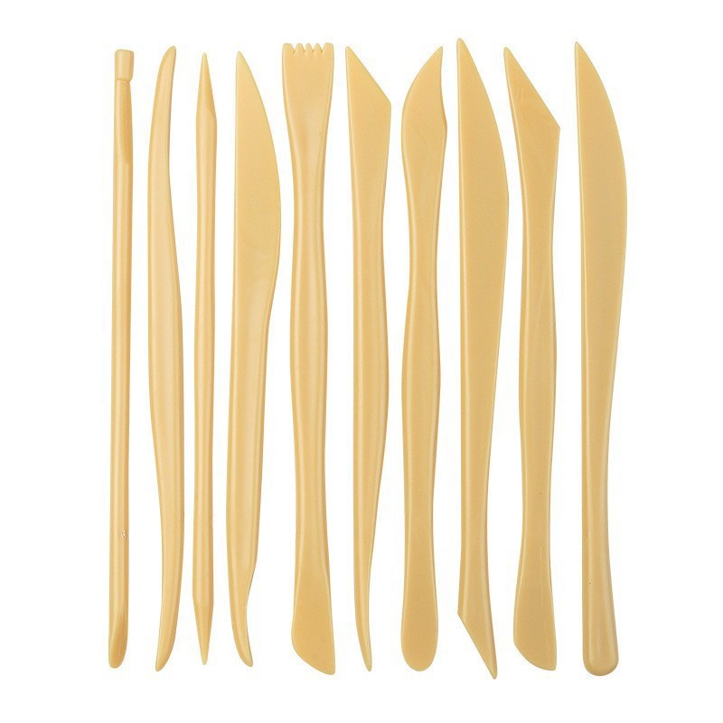 Ensemble d'outils en argile plastique de 10 pièces-Jaune