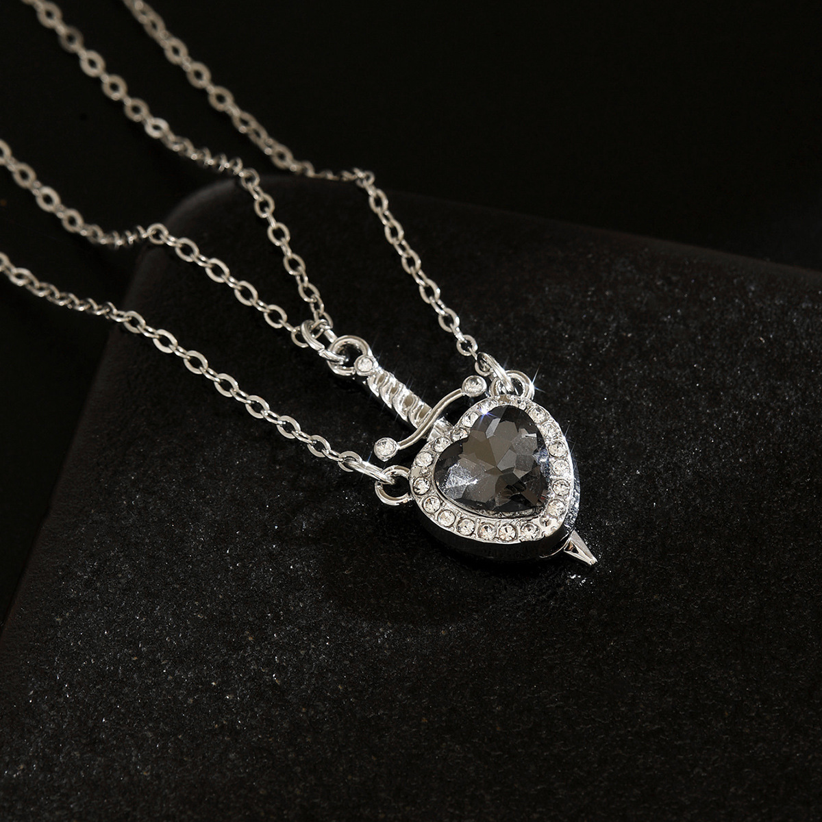 Silver&Black - copper-clad iron chain, zinc alloy pendant
