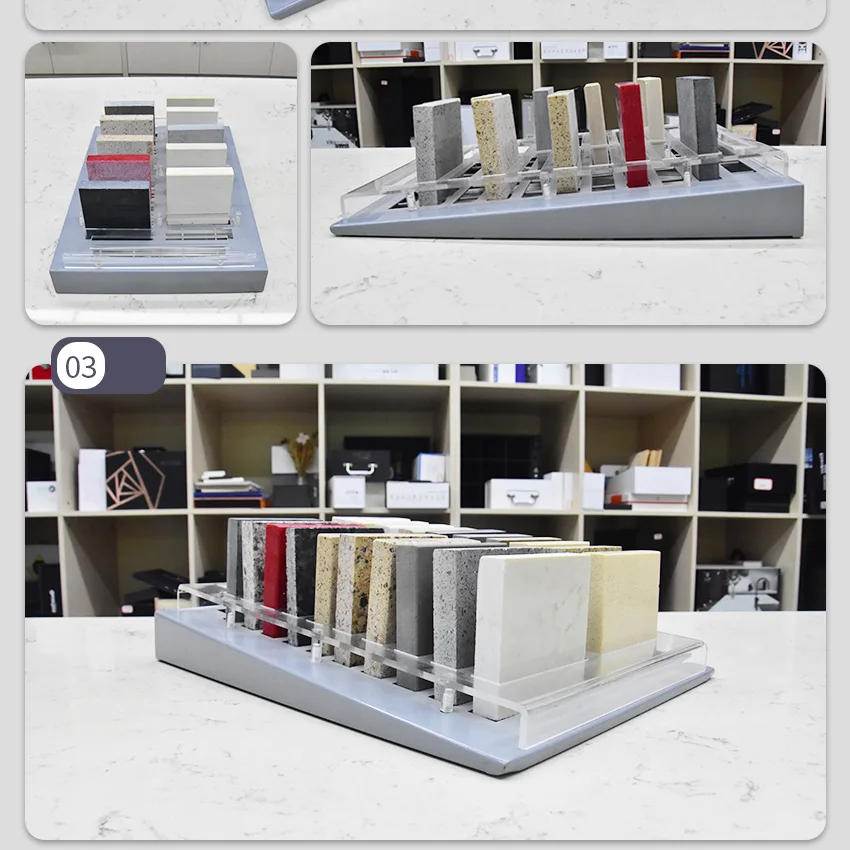 Hot Sale Acrylic Tile Table Top Metal Countertop Quartz Granite Ceramic Factory Stone Desk Rack Display Stand
