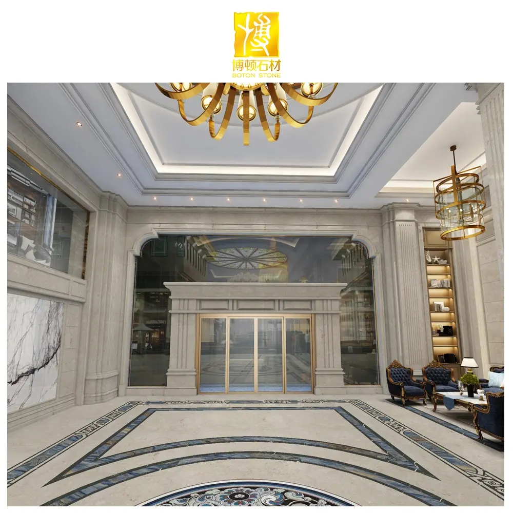 BOTON Villa in pietra di lusso casa motivo Waterjet decorazione piastrelle pavimento in marmo medaglioni