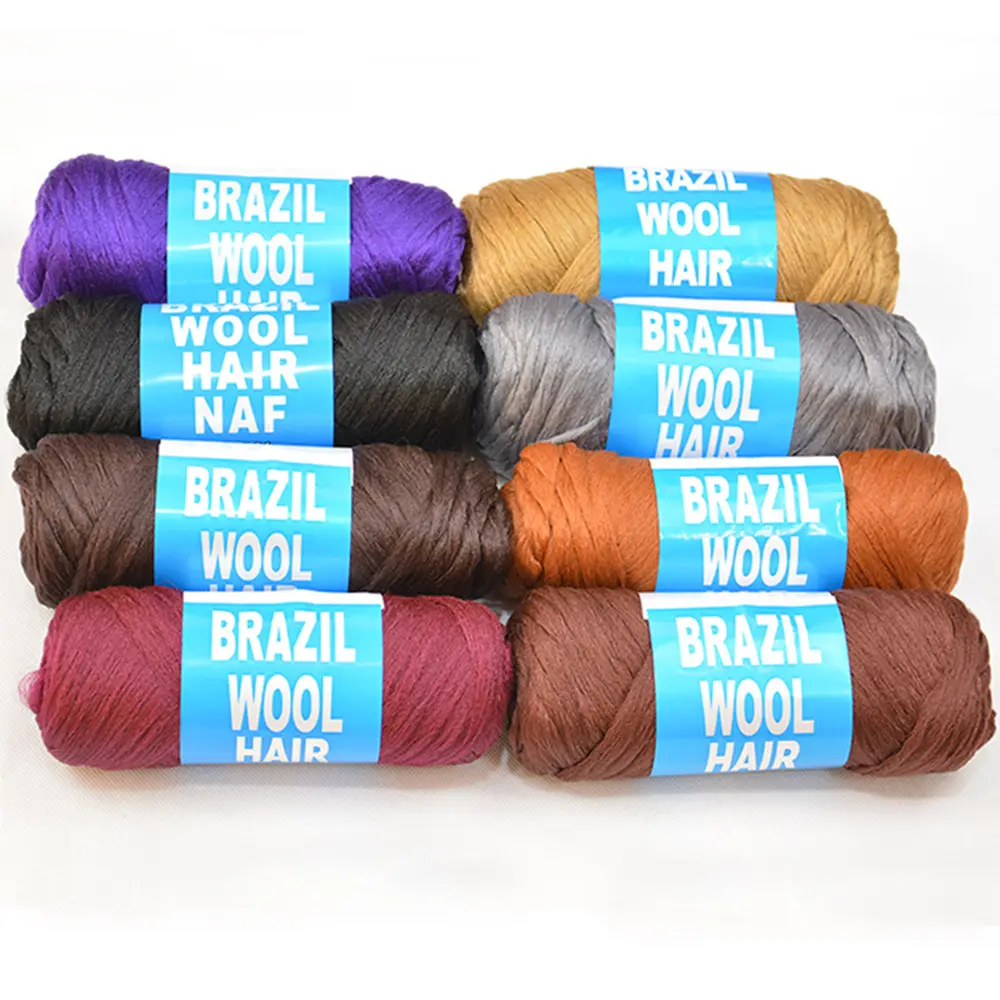 Hilo de lana de Brasil para trenzado Jumbo y torsión senegalesa, accesorio de cabello de lana de Brasil, trenzas de tejer