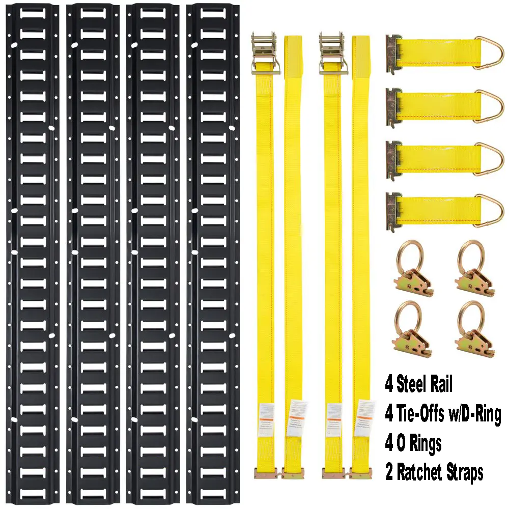 E Track Tie Down Rail Kit Bevat 2 2 2Inch 4400lbs Logistieke Band, 4 Tie-Offs W/D-Ring, 4 O Ringen Voor Vrachtcontrole