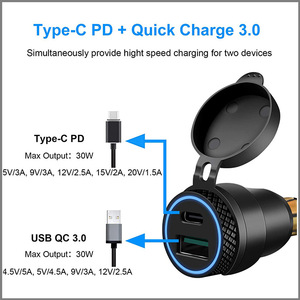 เครื่องชาร์จ USB แบบอลูมิเนียม30W PD Type-C 3.0อะแดปเตอร์ที่ชาร์จอย่างรวดเร็ว12V/24V อุปกรณ์มอเตอร์ไซค์ Triumph - Product Image 5
