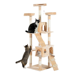 คอนโดแมวขนาดใหญ่และผ้าทำจากไม้ที่ทำจากผ้ากำมะหยี่หรูหราทันสมัย - Product Image 1