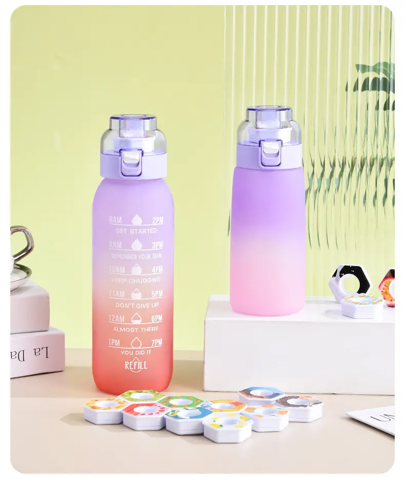 Nuevos productos 2024 aroma a aire sabor a fruta sabor a botella 1000ml botellas de agua de plástico tritan con sabor a fruta sabor vainas