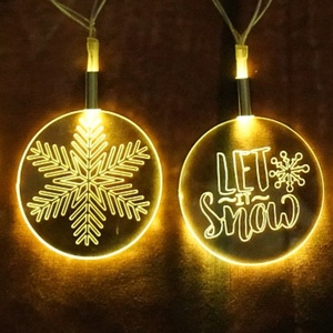 Acrylic clear Laser Design <strong>Snowflake</strong> Let It Snow Words <strong>Led</strong> Holiday <strong>String</strong> Lights for Christmas Wall Decor - Product Image 6