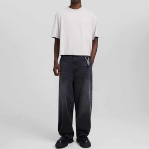 卸売メーカー高品質Tシャツカスタム男性ブランクTシャツドロップショルダー箱入りフィット300 Gsmヘビー級クロップドTシャツ
