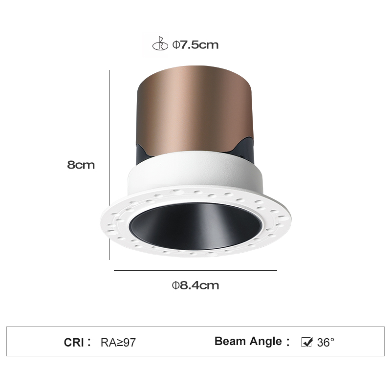 BQ31YM/10W 3000K Nero 36 ° 75MM
