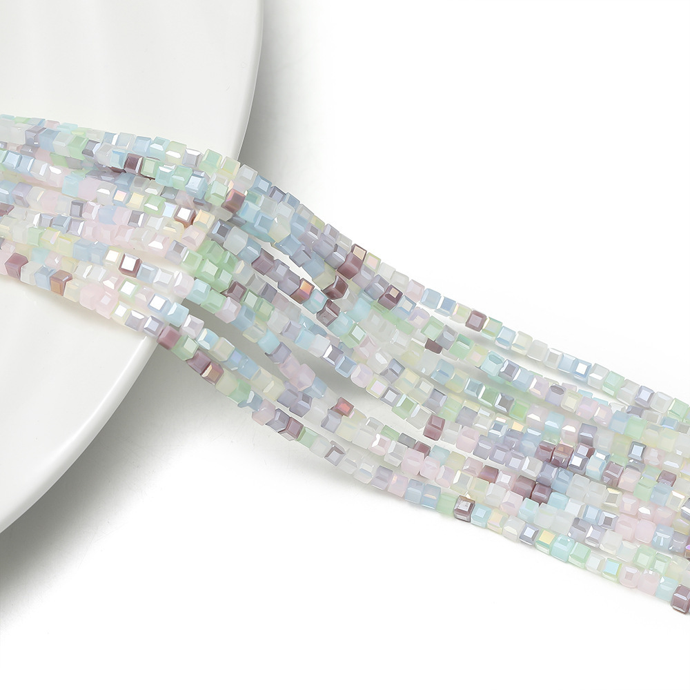 2mm Crystal Mixed Color Square Beads - Pink and Green Series