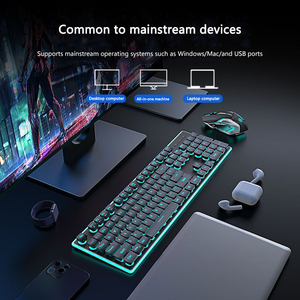 Juego móvil inalámbrico de colores con sensación mecánica USB, juego combinado de teclado y ratón Punk rosa, teclado de máquina de escribir, combos de ratón