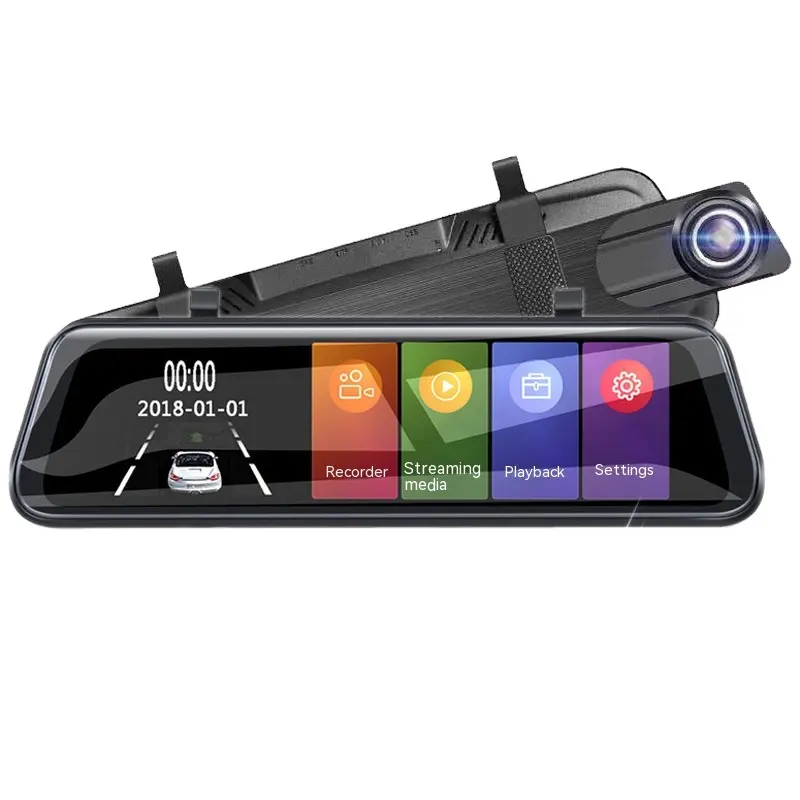 10 inç Full HD 1440P araba kamera akışı medya dikiz aynası çift Lens sürüş kaydedici ön ve arka araba Dashcam Dash kamera