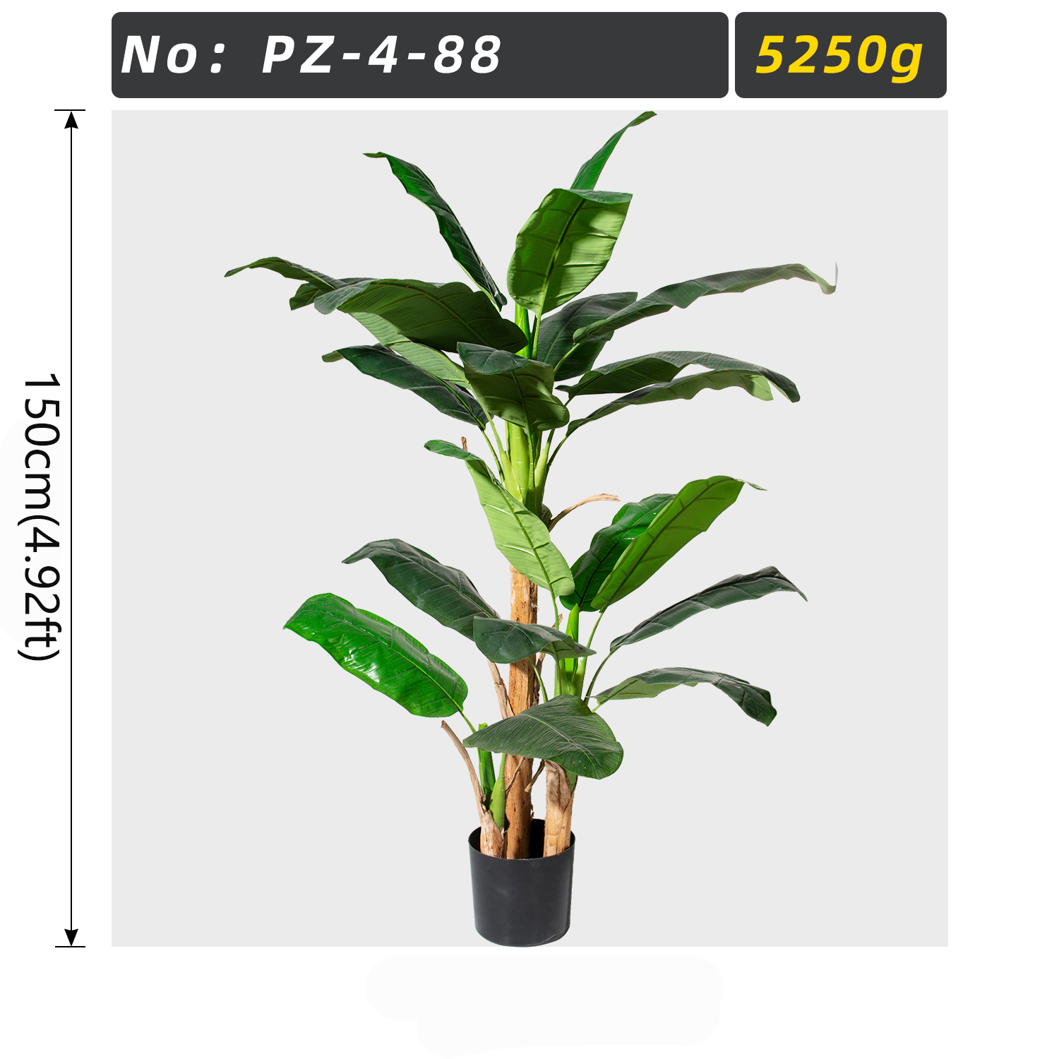 Dual Trunk Lifelike Fake Banana Tree Potted Green Plant